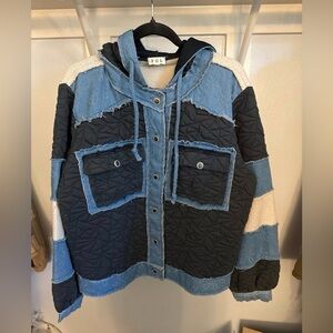 POL NWOT Button Down Thermal/Quilted Hooded Sweater Jacket Medium NWOT